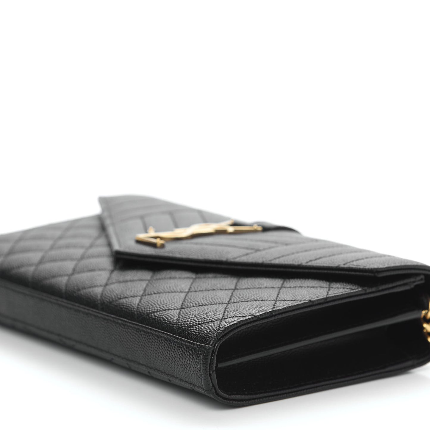 Grain De Poudre Mixed Matelasse Triquilt Monogram Chain Wallet Black