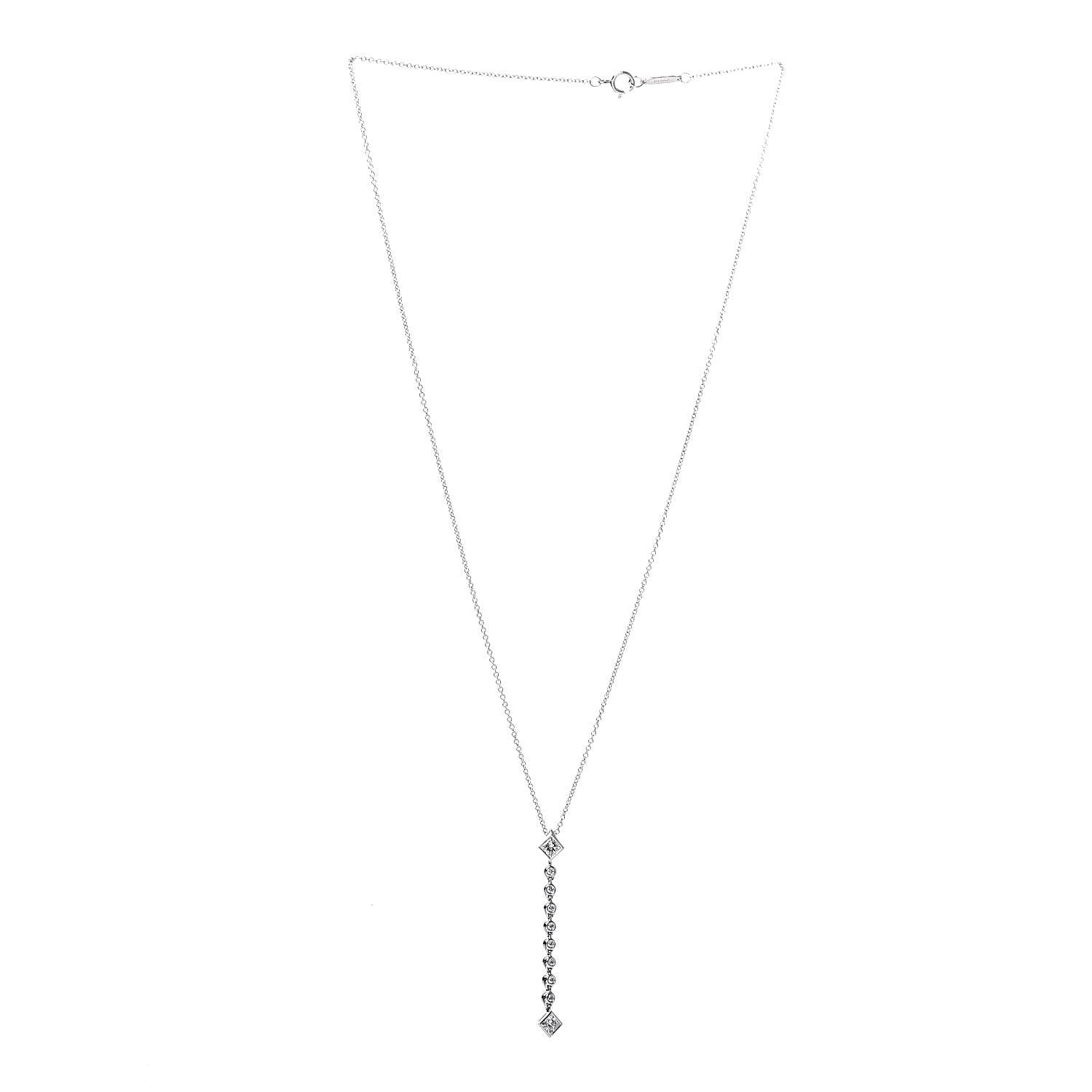Tiffany Platinum Diamond Grace Pendant Necklace 3 of 7