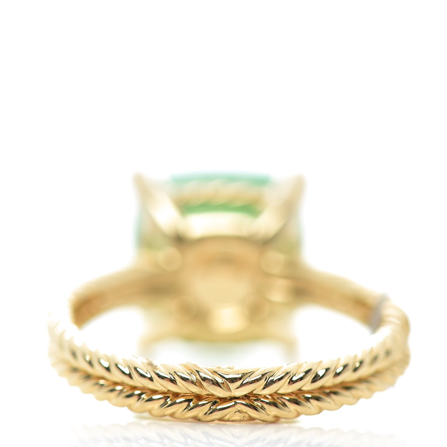 David Yurman 18K Yellow Gold Diamond Chrysoprase 11mm Chatelaine Ring 54 7 4 of 5