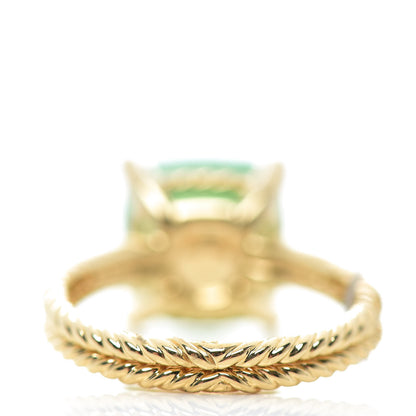 David Yurman 18K Yellow Gold Diamond Chrysoprase 11mm Chatelaine Ring 54 7 4 of 5