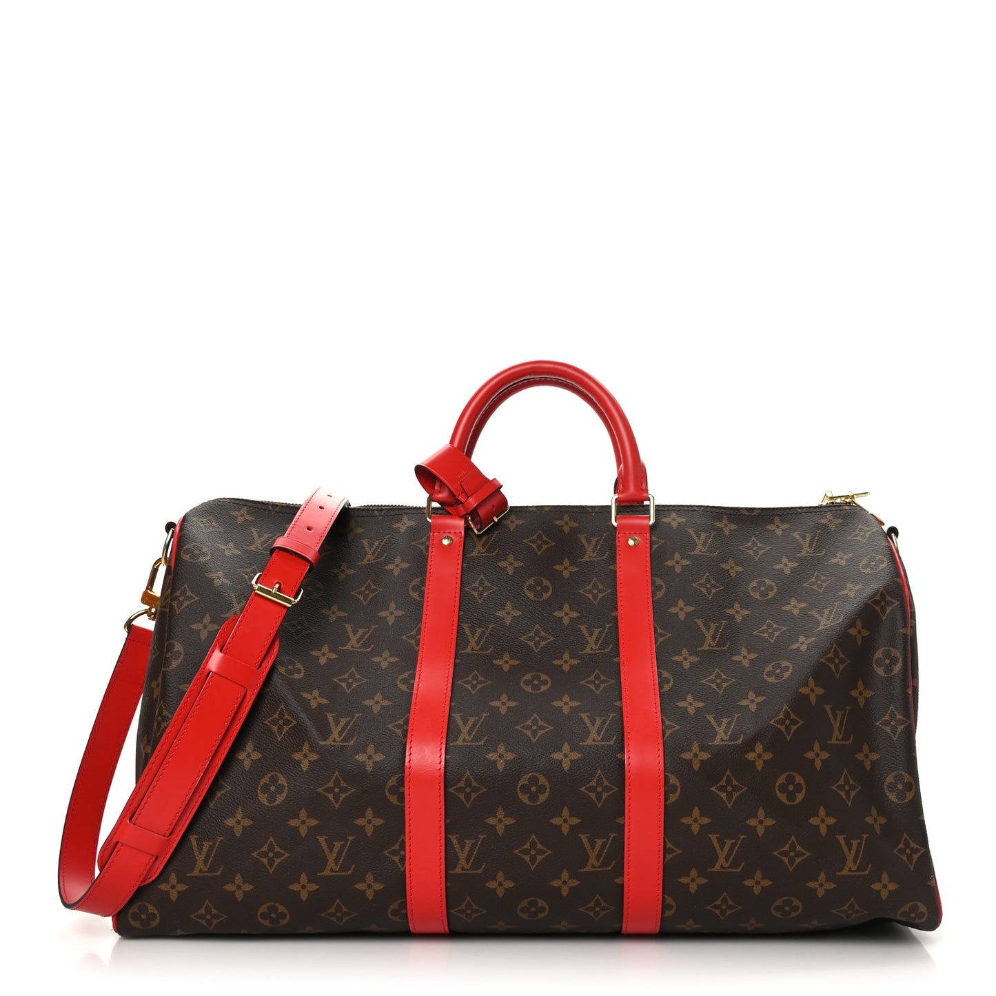 Calfskin Monogram Keepall Bandouliere 50 Coquelicot