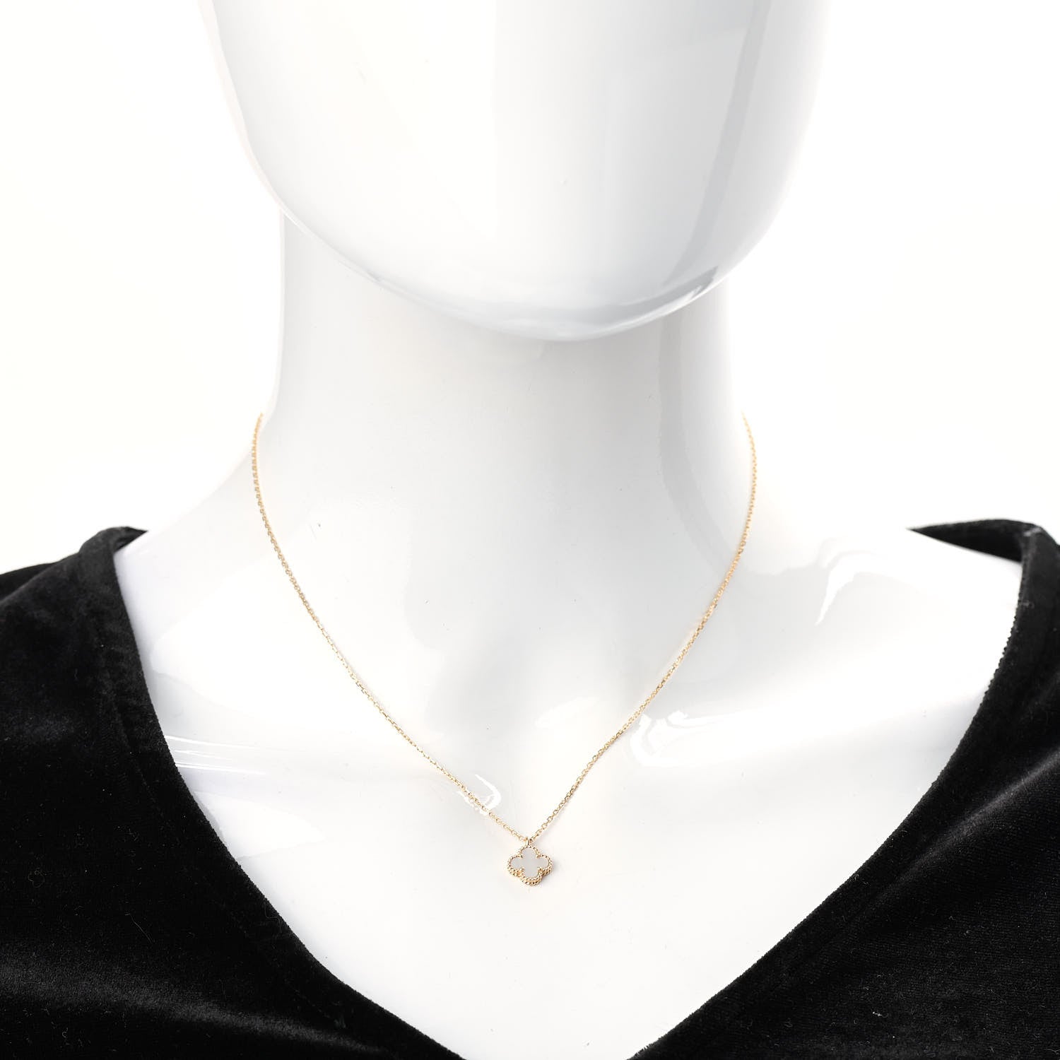 Van Cleef & Arpels 18K Yellow Gold Mother of Pearl Sweet Alhambra Pendant Necklace 2 of 7