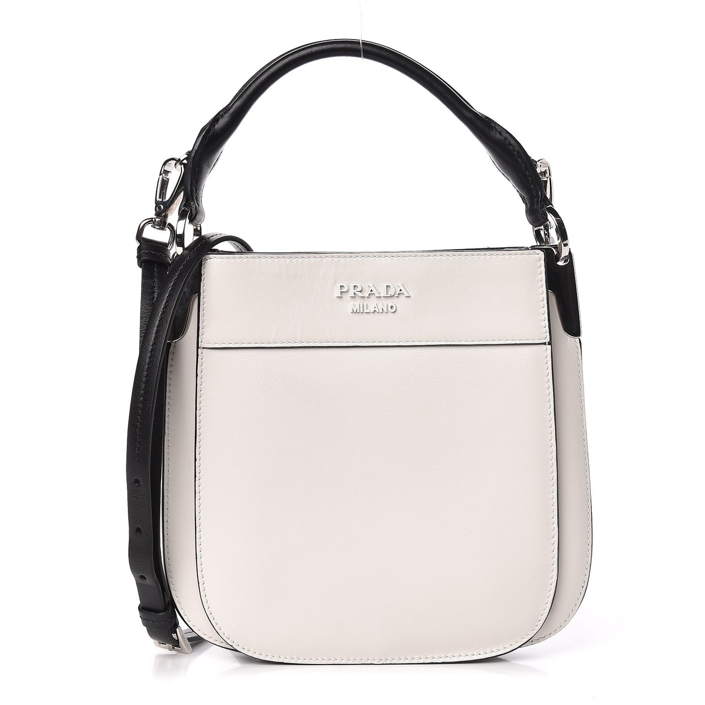 City Calfskin Small Margit Bag White Black