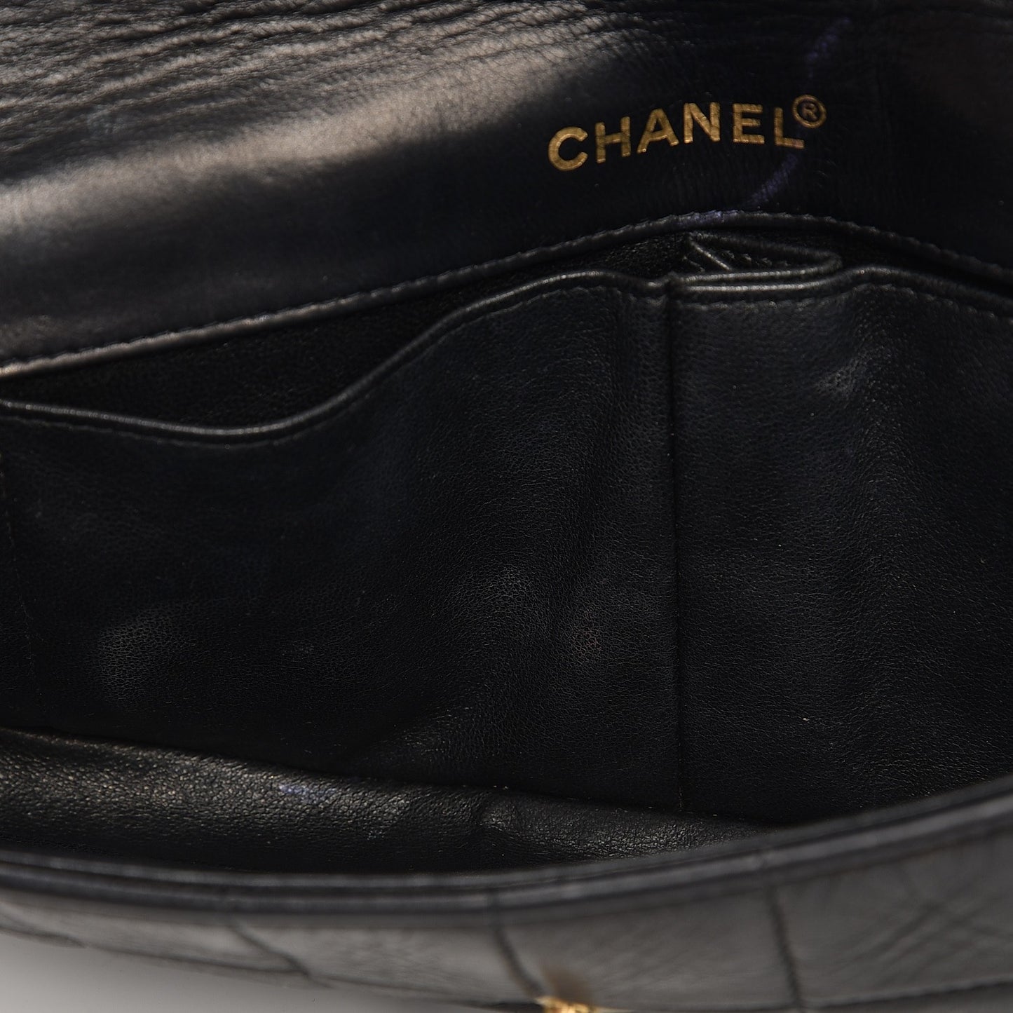 Lambskin Quilted East West Chocolate Bar Flap Black