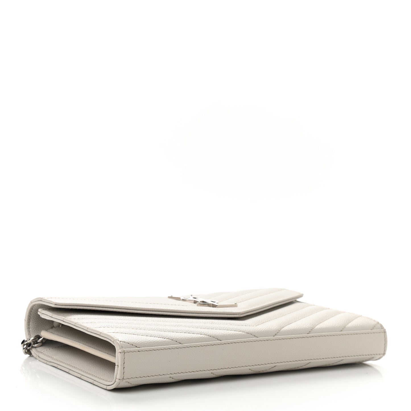 Grain De Poudre Matelasse Chevron Monogram Chain Wallet Crema Soft