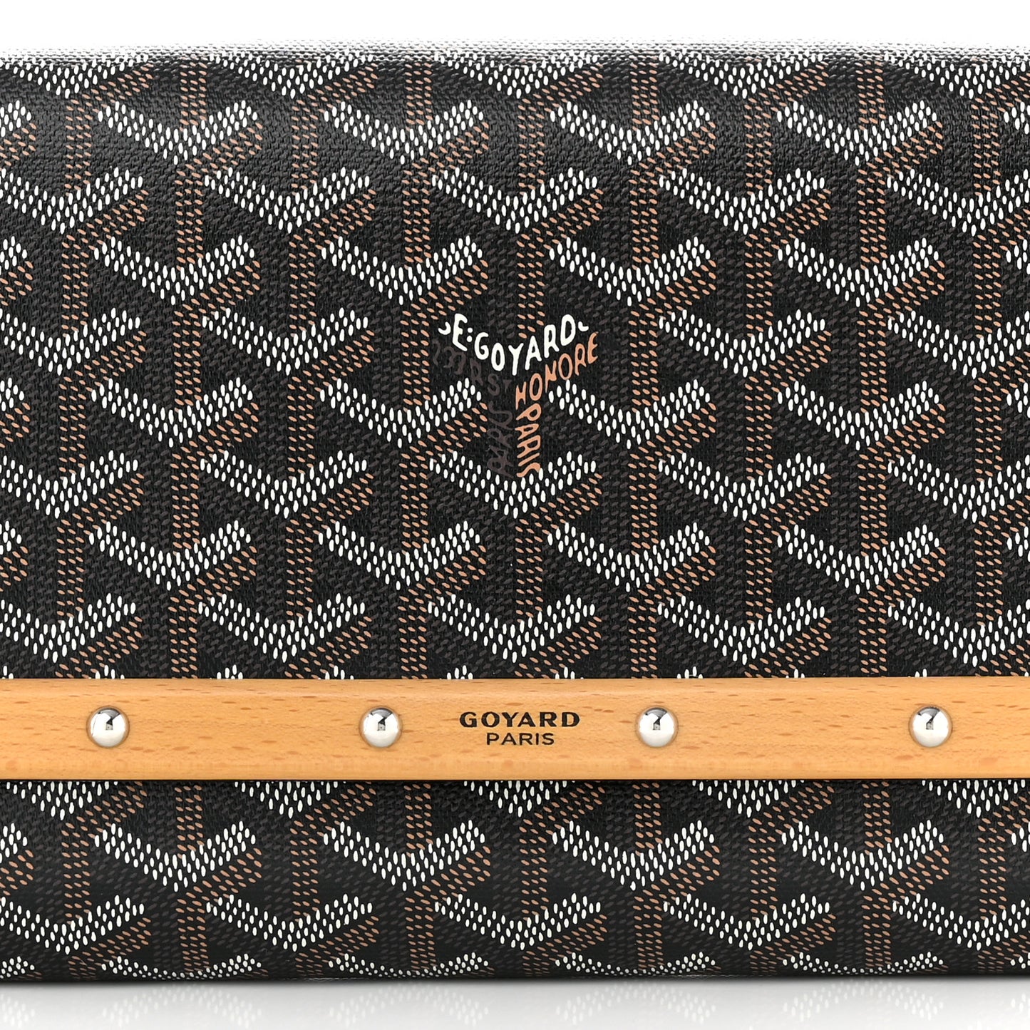 Goyardine Monte Carlo Bois Clutch With Strap Black