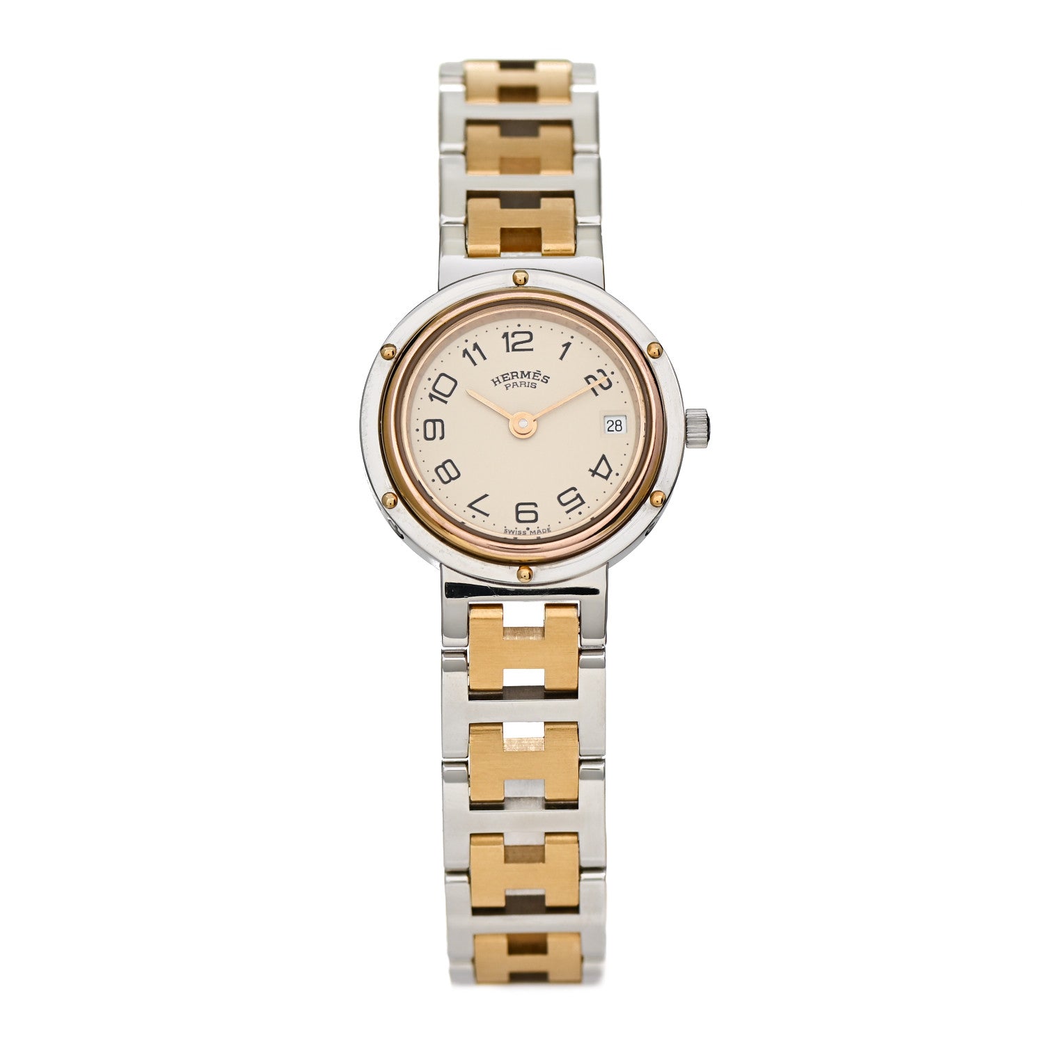 Hermes Stainless Steel 24mm Clipper Quartz Watch Gold 1 of 4