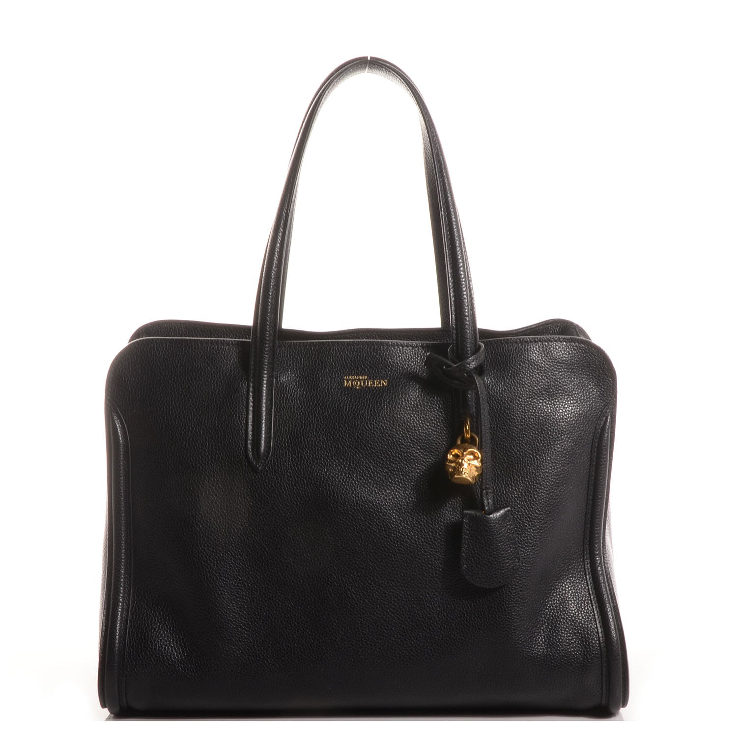 Alexander McQueen Pebbled Leather Skull Padlock Tote Black 1 of 10