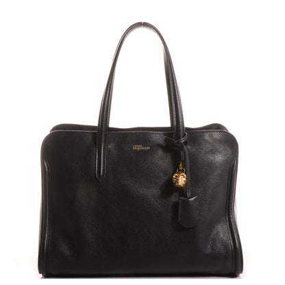 Alexander McQueen Pebbled Leather Skull Padlock Tote Black 1 of 10