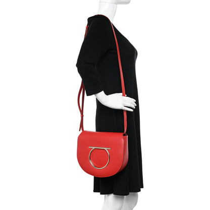 Salvatore Ferragamo Calfskin Large Vela Flap Bag Flame Red 2 of 12