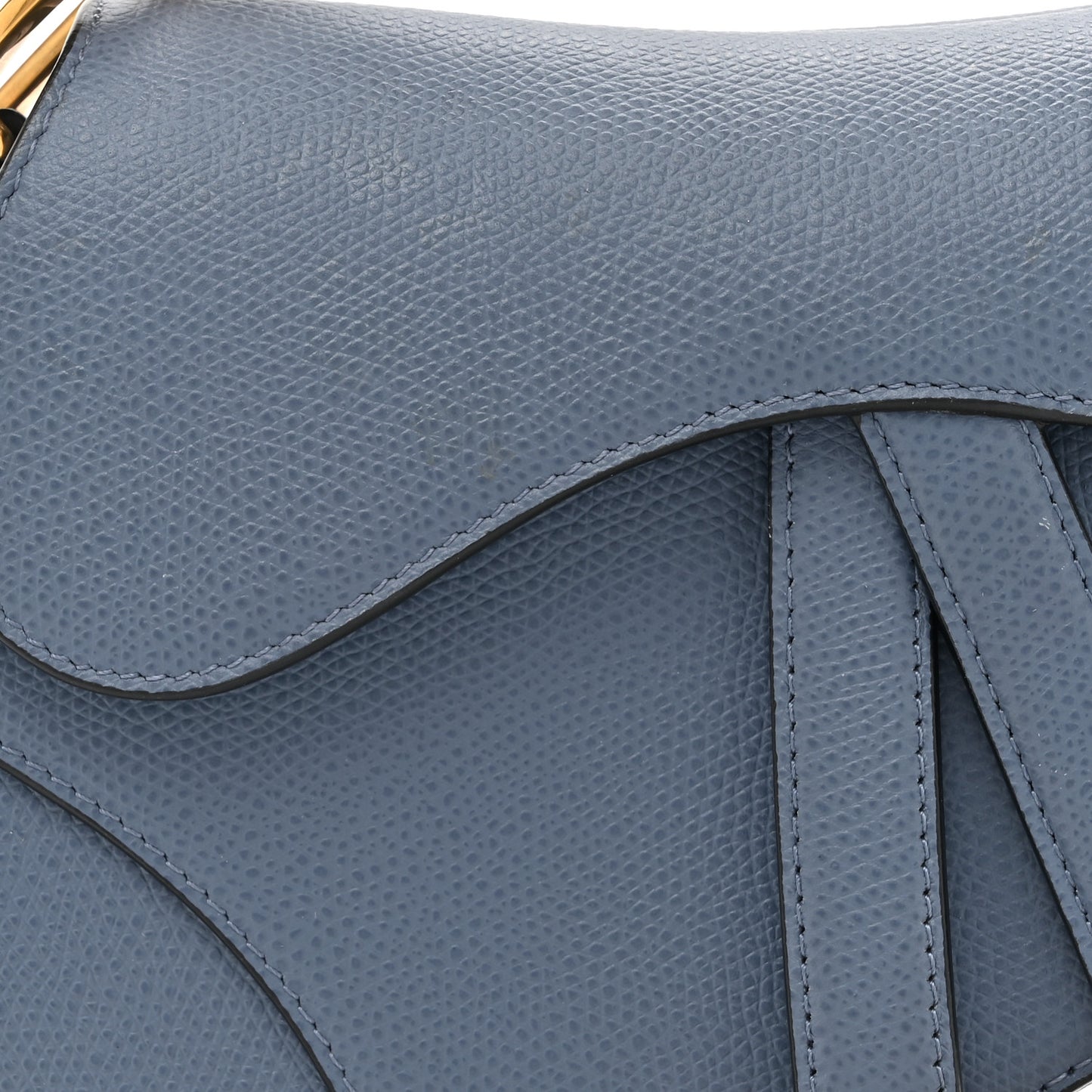 Grained Calfskin Mini Saddle Bag Sky Blue