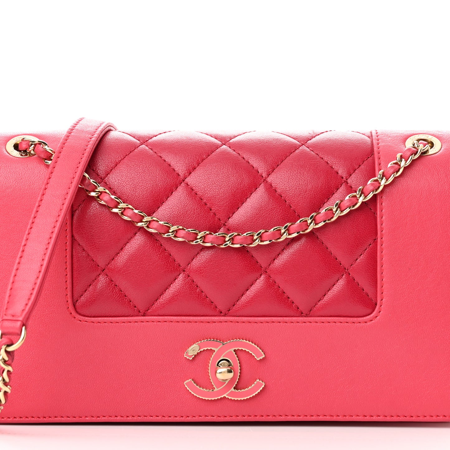 Sheepskin Quilted Medium Vintage Mademoiselle Flap Dark Pink