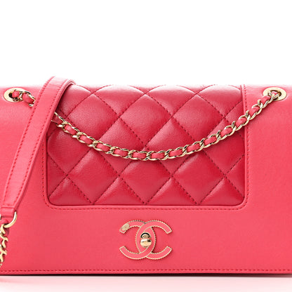 Chanel Sheepskin Quilted Medium Vintage Mademoiselle Flap Dark Pink 7 of 9
