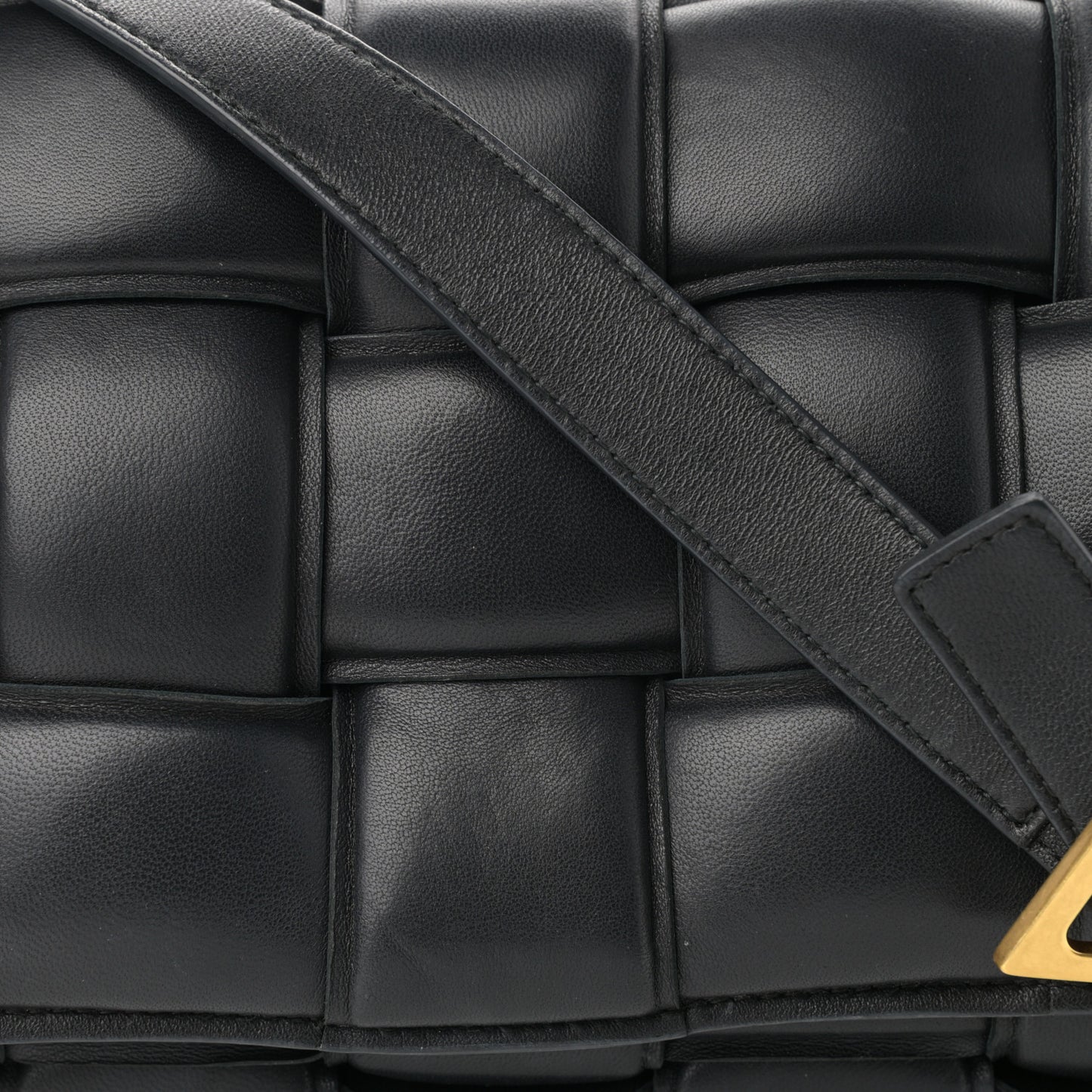 Nappa Maxi Intreccio Padded Cassette Crossbody Bag Black