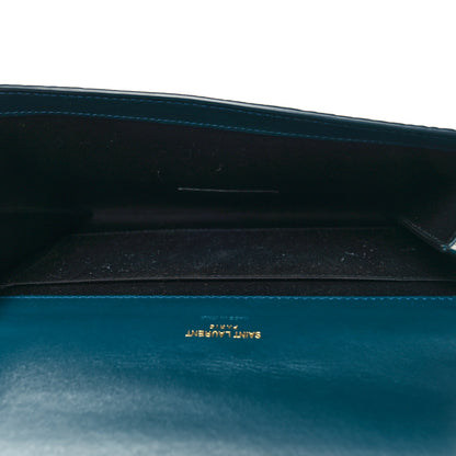 Saint Laurent Calfskin Crocodile Embossed Monogram Cassandre Flap Pouch Foliage Green 5 of 10