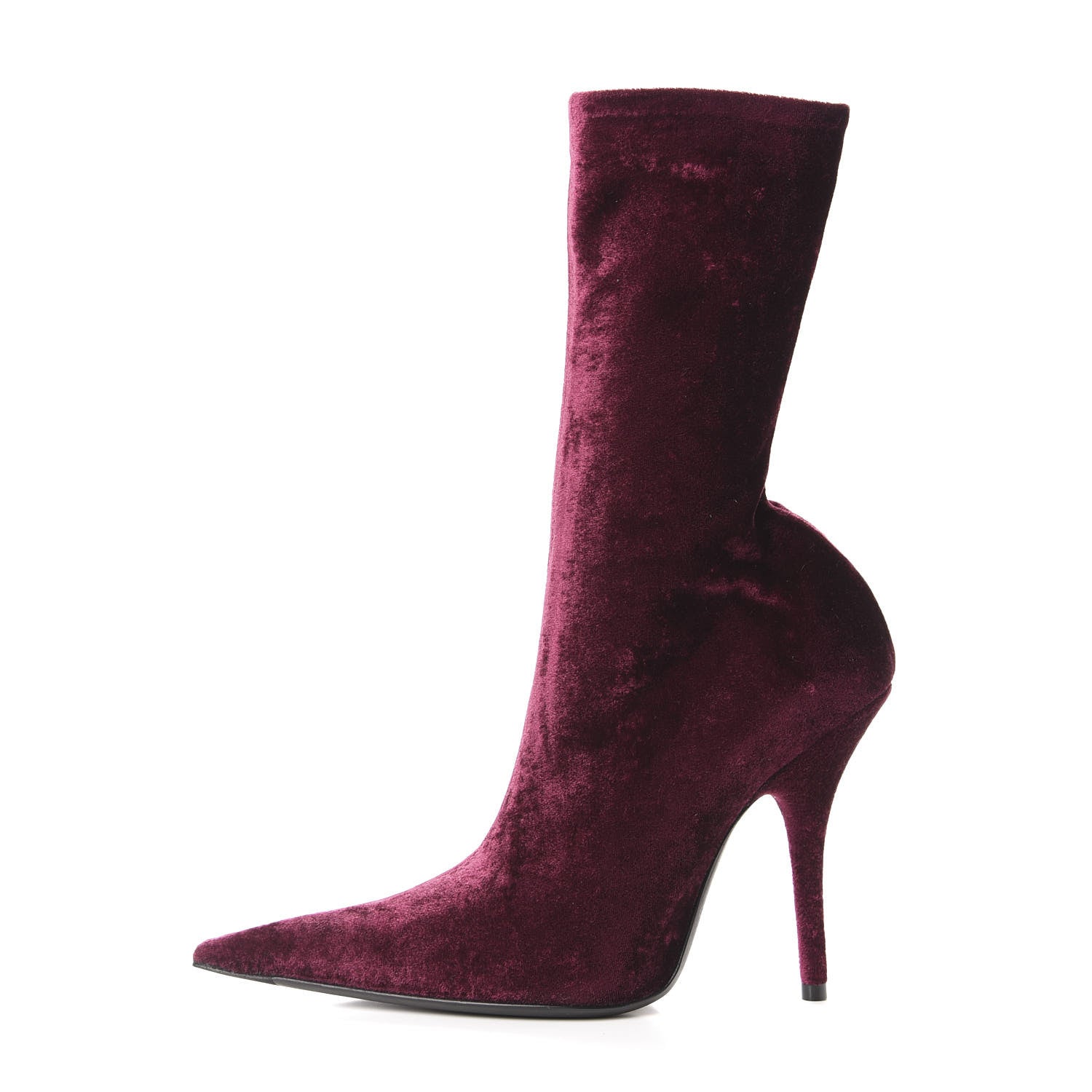 Balenciaga Velvet Extreme Pointed Toe Knife Booties 36 Rouge Prune 1 of 8