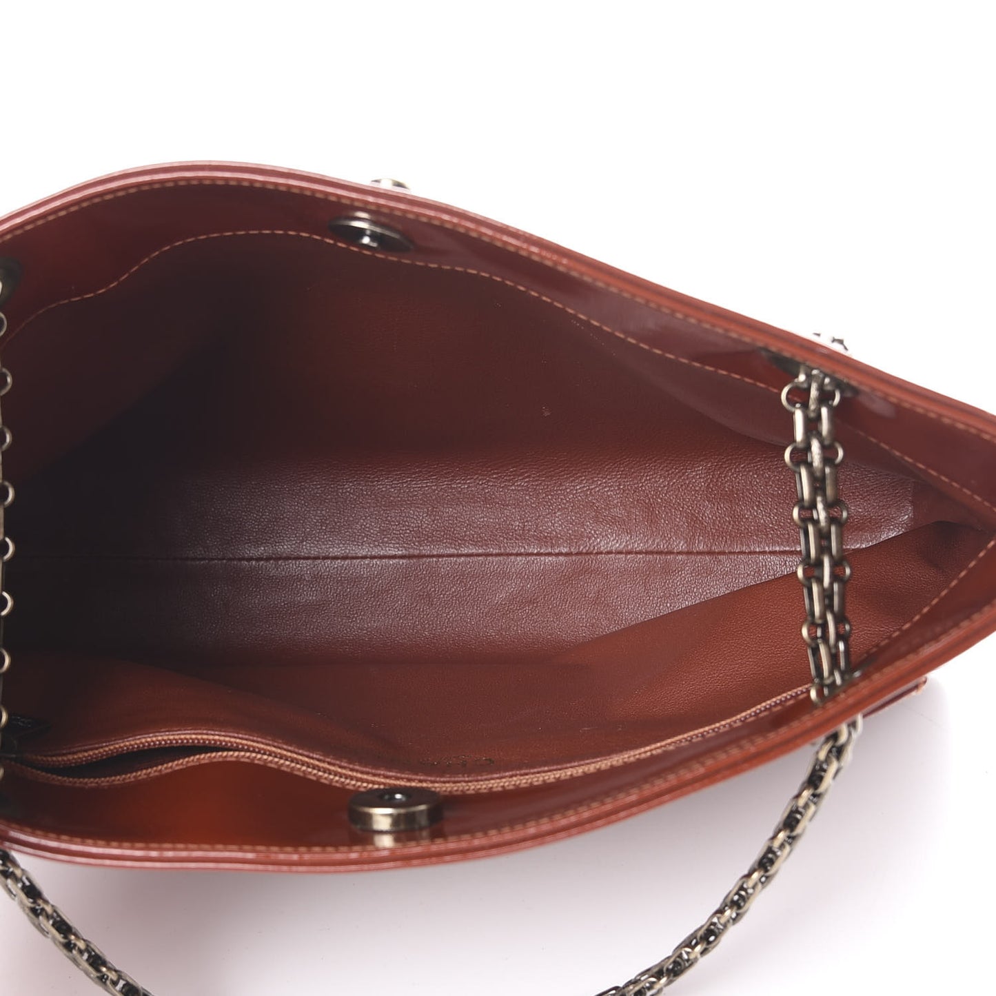 Patent Bijoux Chain Shoulder Bag Rust Red
