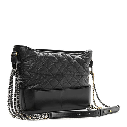 Chanel Aged Calfskin Quilted Medium Gabrielle Hobo Black 3 of 10