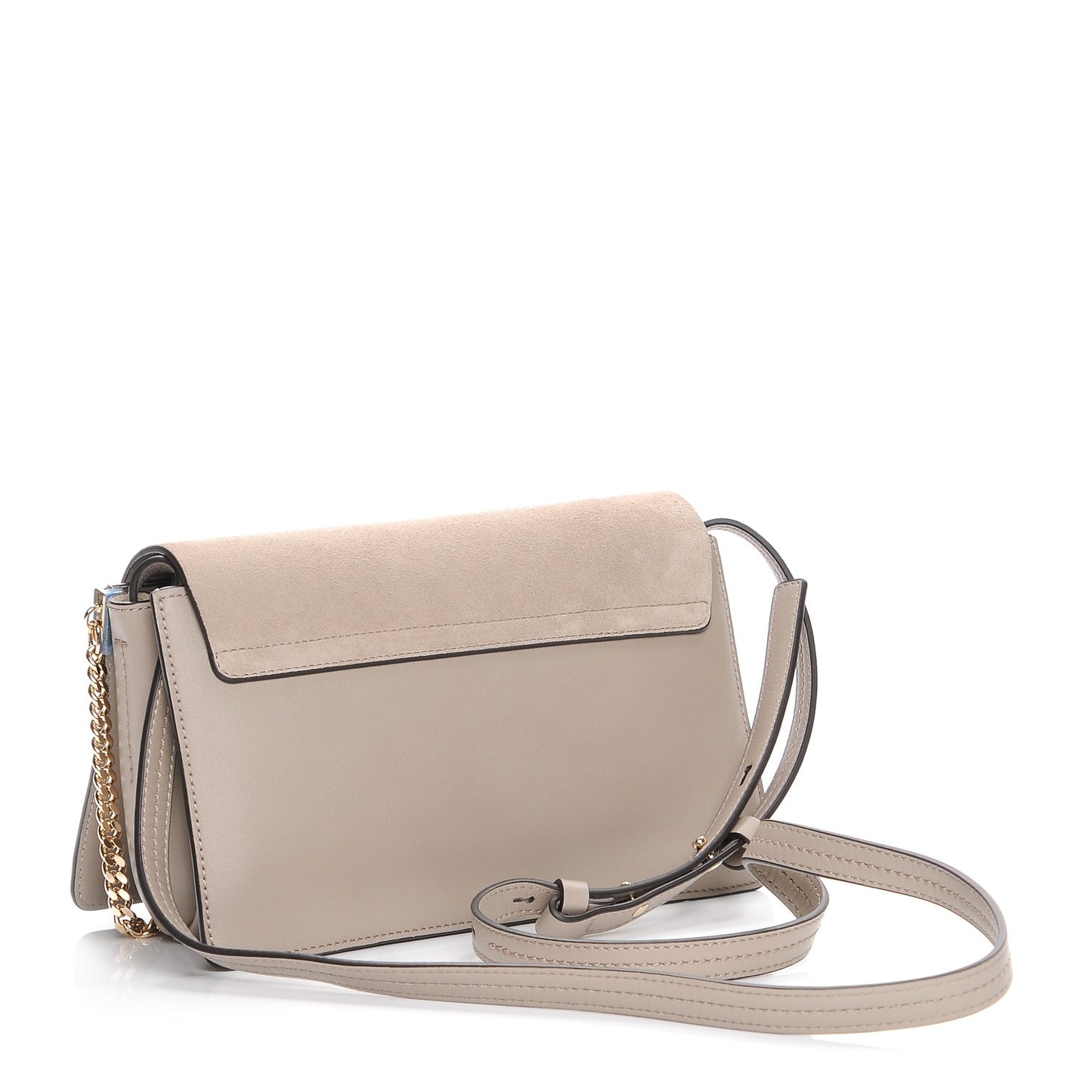 Suede Calfskin Small Faye Shoulder Bag Motty Grey