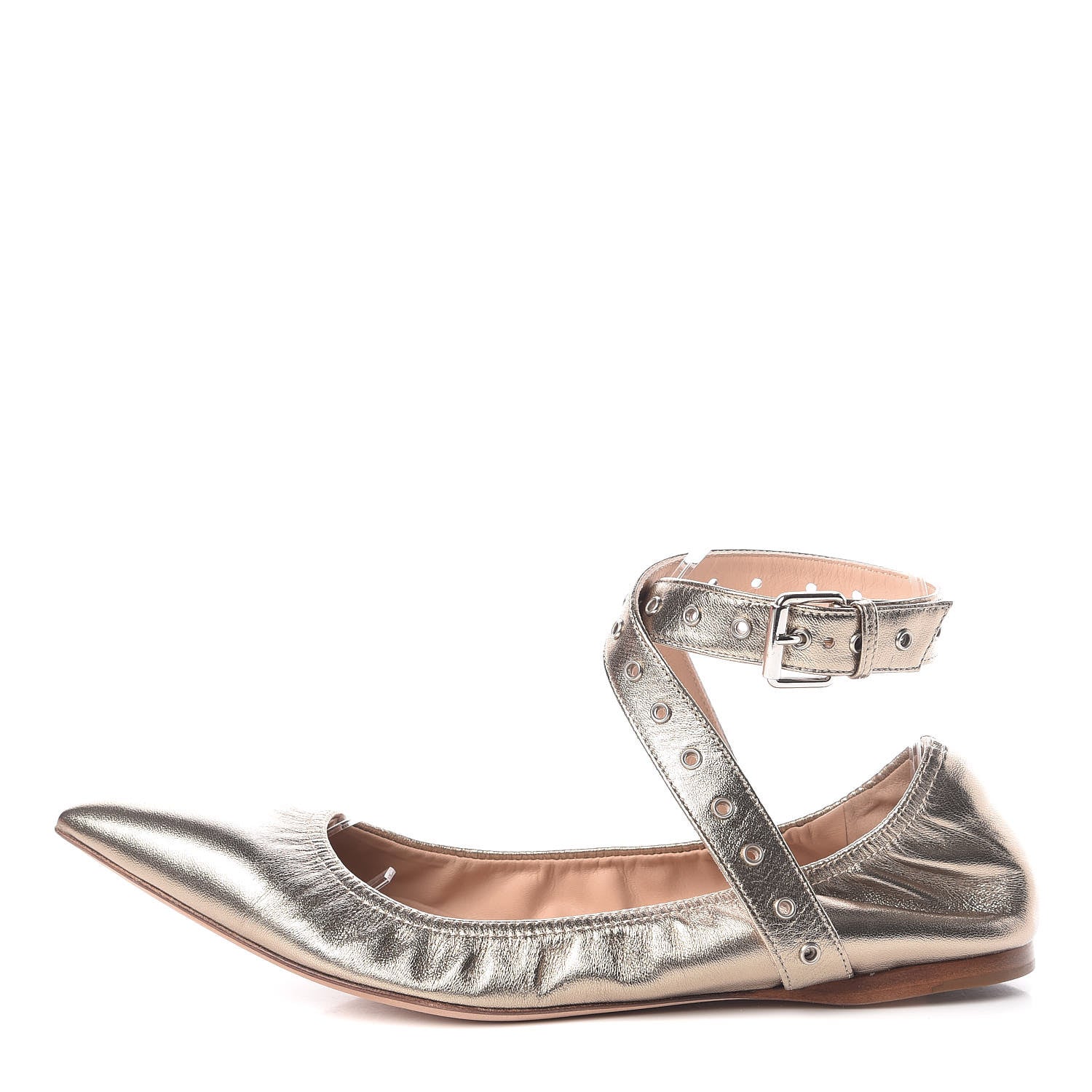 Valentino Garavani Metallic Nappa Love Latch Ballerina Flats 39 Skin 1 of 10