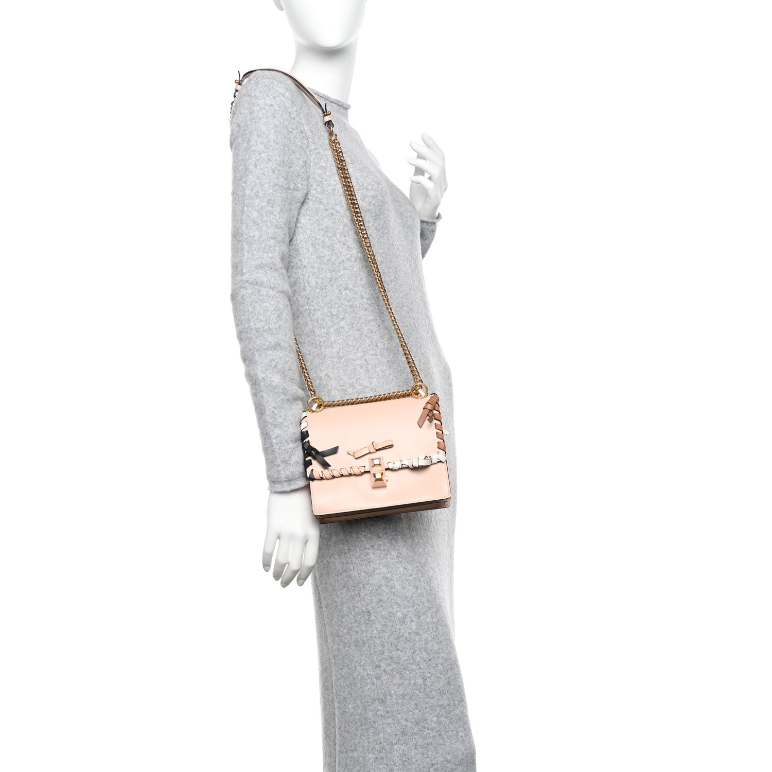 Fendi Vitello Liberty Whipstitch Bow Small Kan I Shoulder Bag Plaster Multicolor 2 of 10