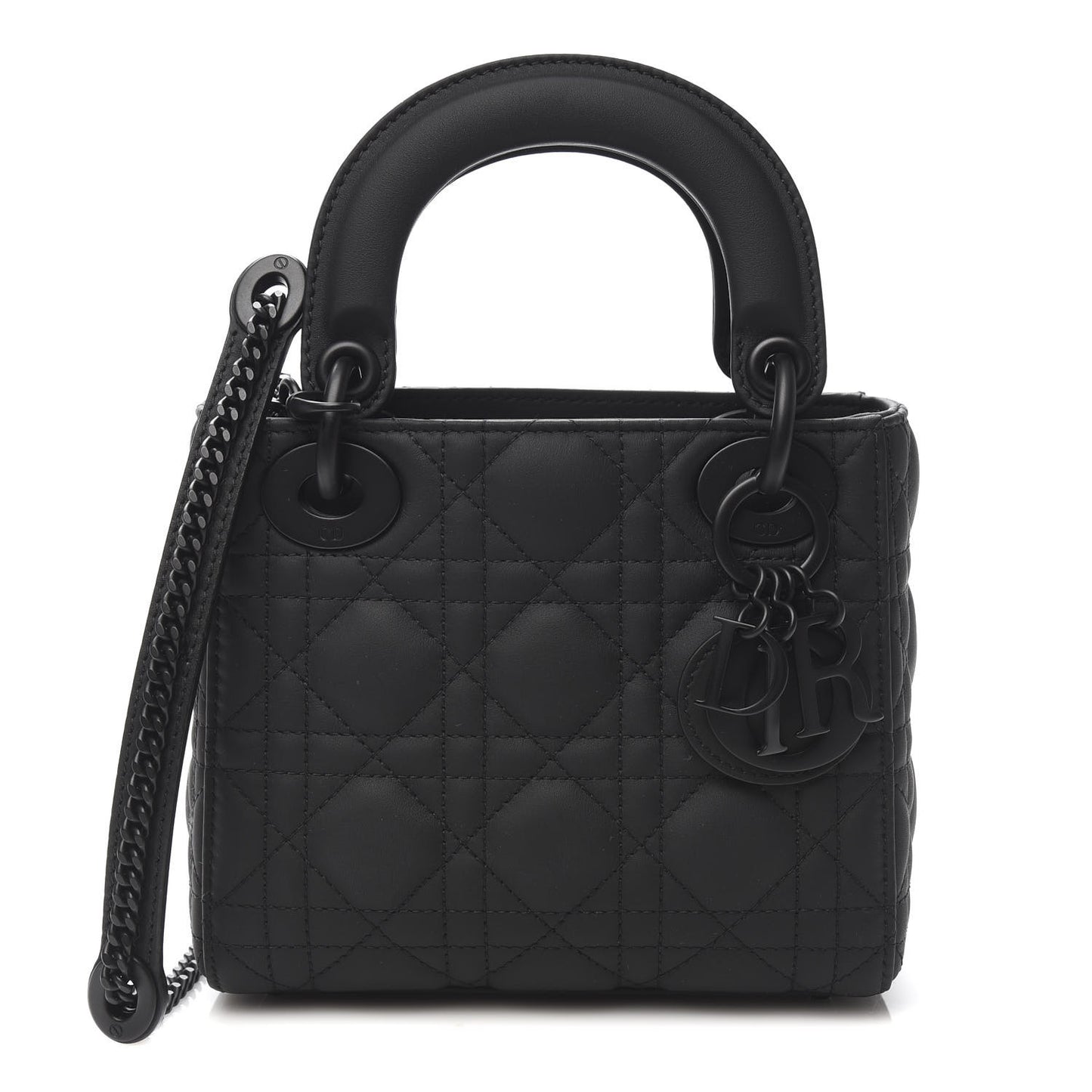 Ultra Matte Calfskin Cannage Mini Lady Dior Black