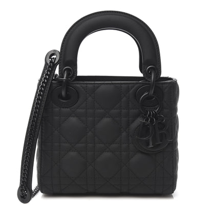 Christian Dior Ultra Matte Calfskin Cannage Mini Lady Dior Black 1 of 12