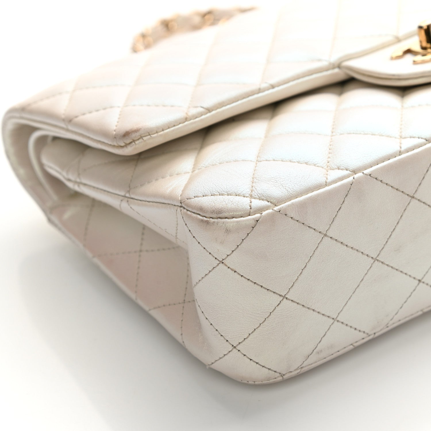 Chanel Iridescent Calfskin Quilted Medium Double Flap White 9 of 22
