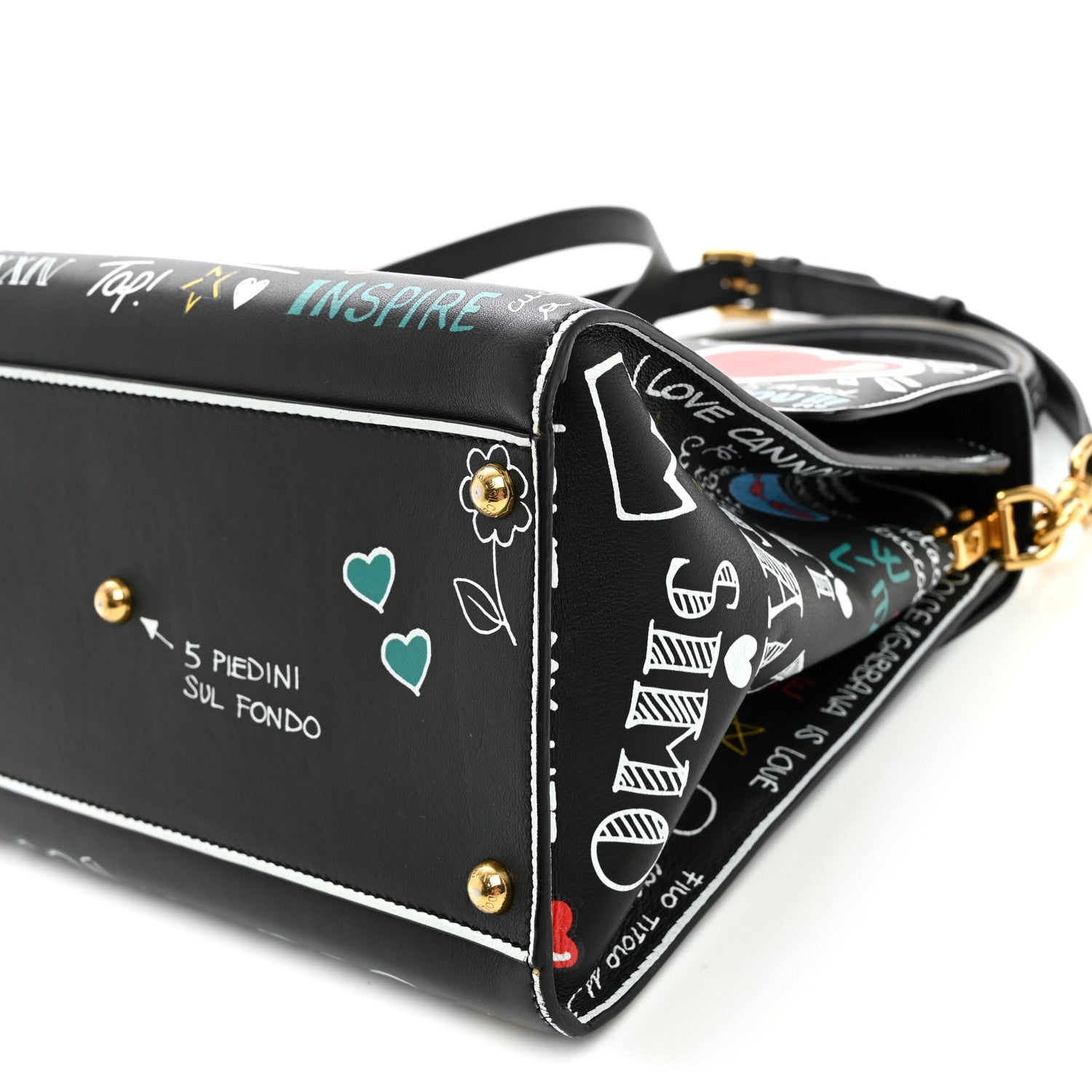 Dolce & Gabbana Calfskin Welcome Graffiti Printed Satchel Black 10 of 10
