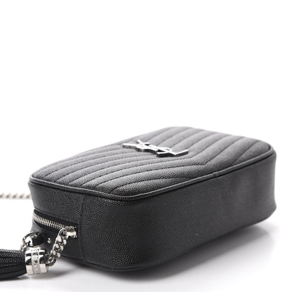 Saint Laurent Grain De Poudre Matelasse Monogram Mini Lou Camera Bag Black 4 of 10
