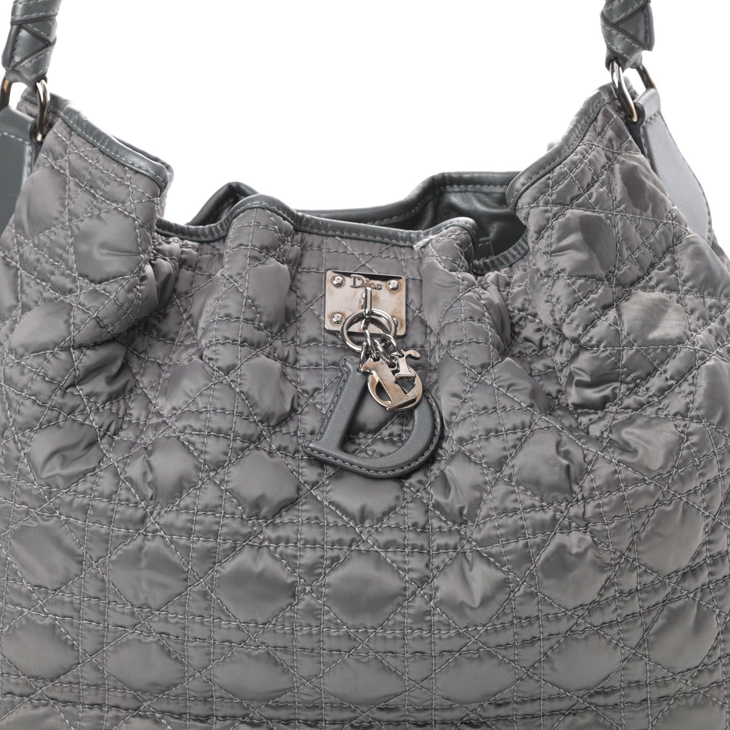 Christian Dior Satin Cannage Charming Hobo Grey 8 of 15