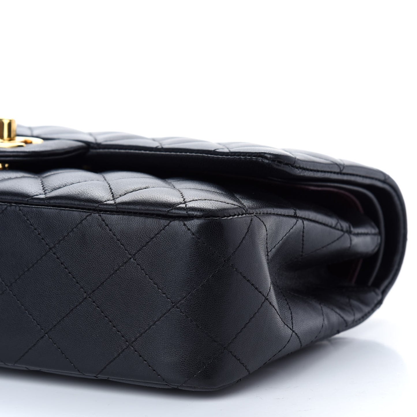 Lambskin Quilted Medium Double Flap Black