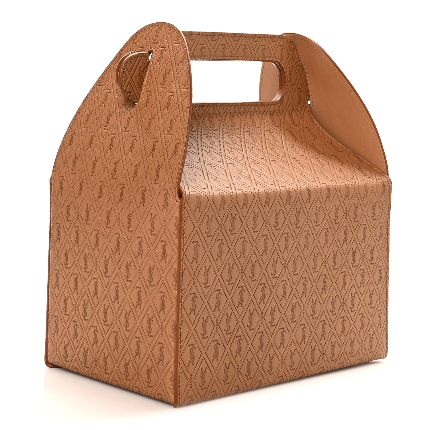 Saint Laurent Calfskin Monogram Take Away Box Dusty Vintage Brown Gold 3 of 9