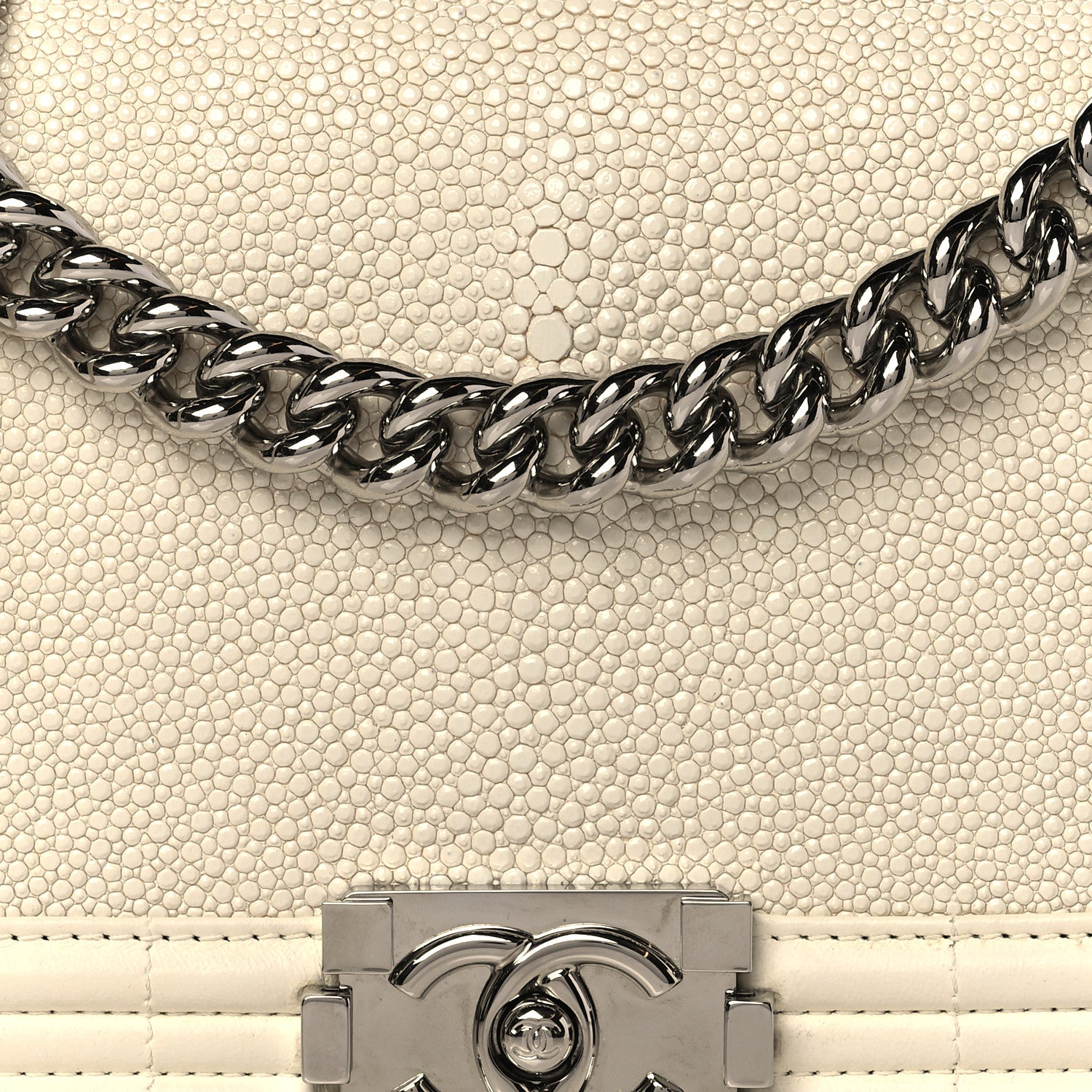 Chanel Galuchat Stingray Medium Boy Flap Ivory 8 of 10