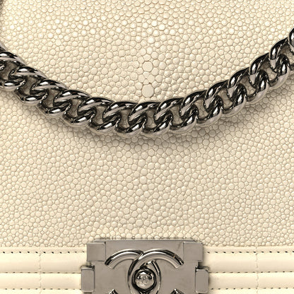 Chanel Galuchat Stingray Medium Boy Flap Ivory 8 of 10