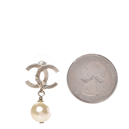 Chanel Crystal Pearl CC Drop Leaf Earrings Gold 2 of 6