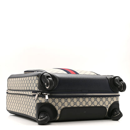Gucci GG Supreme Monogram Textured Dollar Calfskin Web Savoy Cabin Plus Trolley Beige Blue 3 of 14