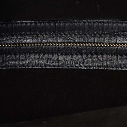 Celine Crocodile Embossed Calfskin Large Phantom Luggage Black 7 of 17