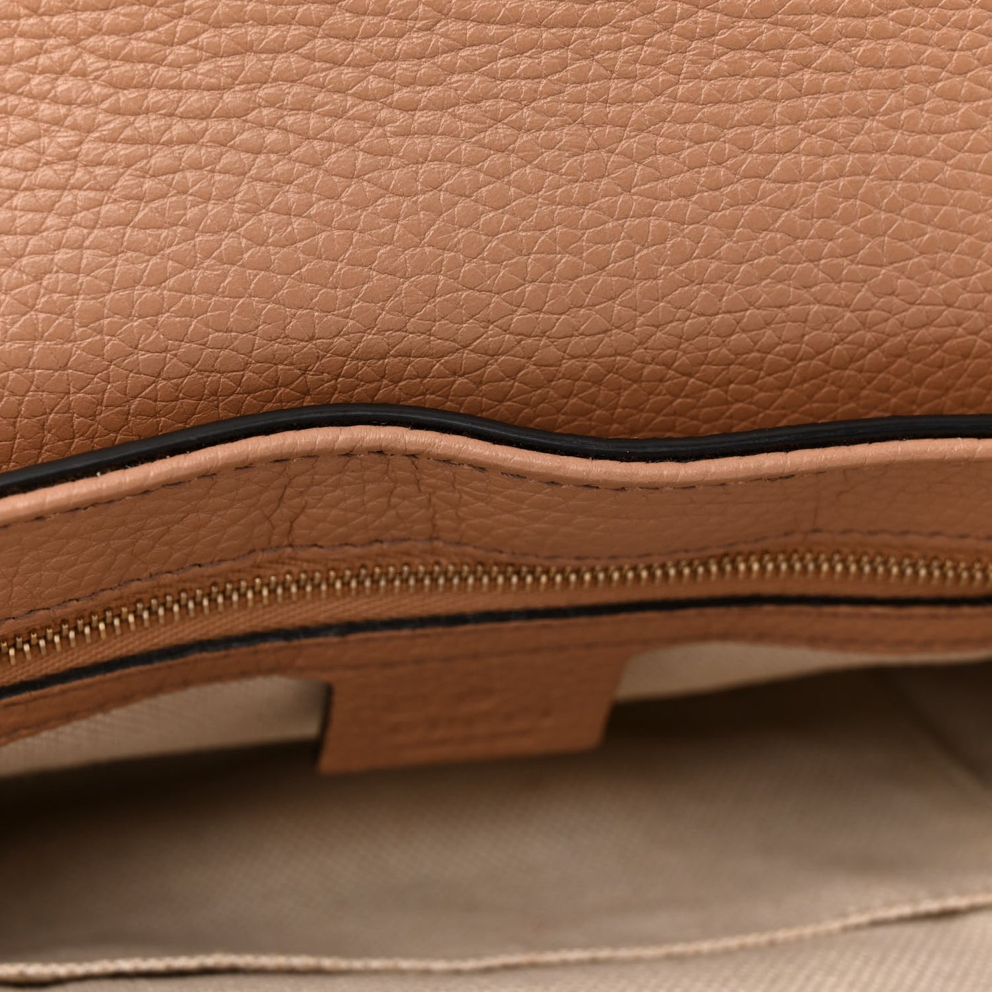 Pebbled Calfskin Medium Soho Flap Crossbody Camelia