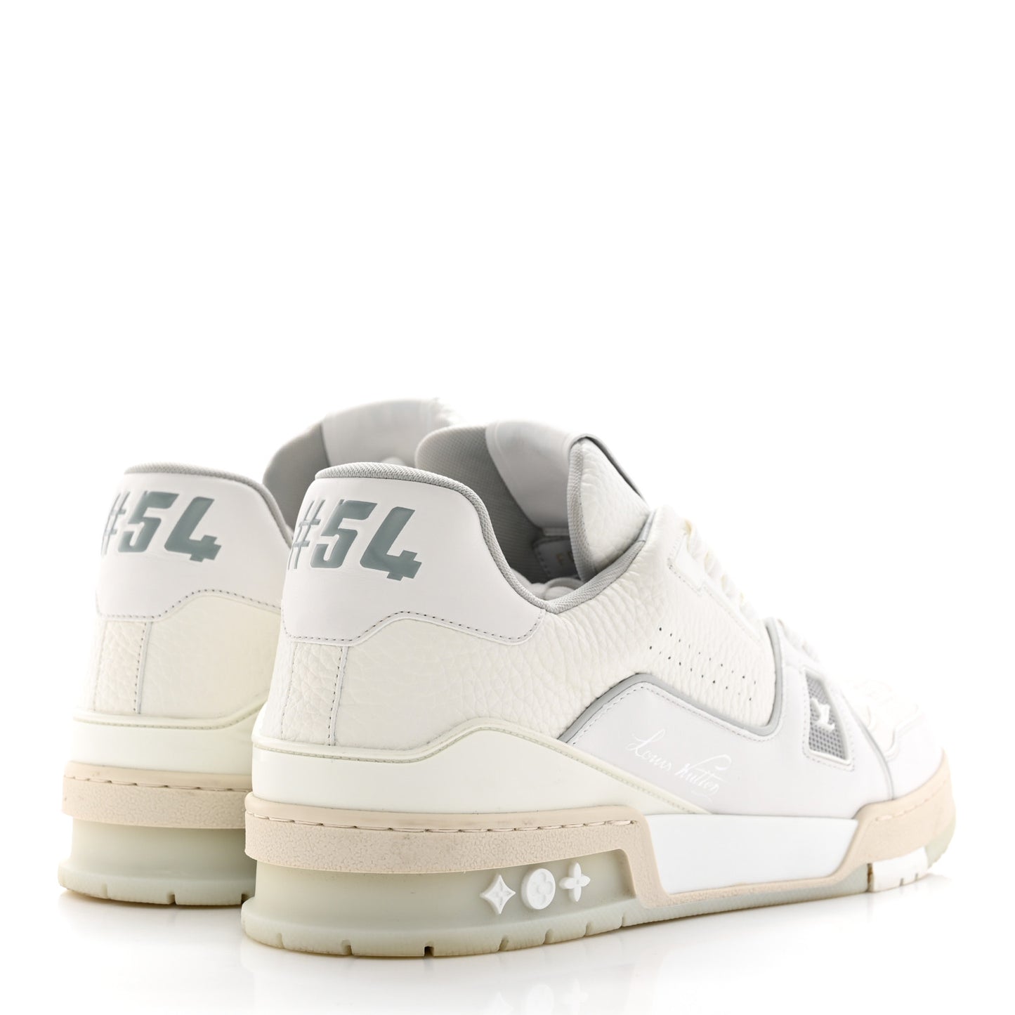 Calfskin Mens LV Trainer Sneakers 9 White