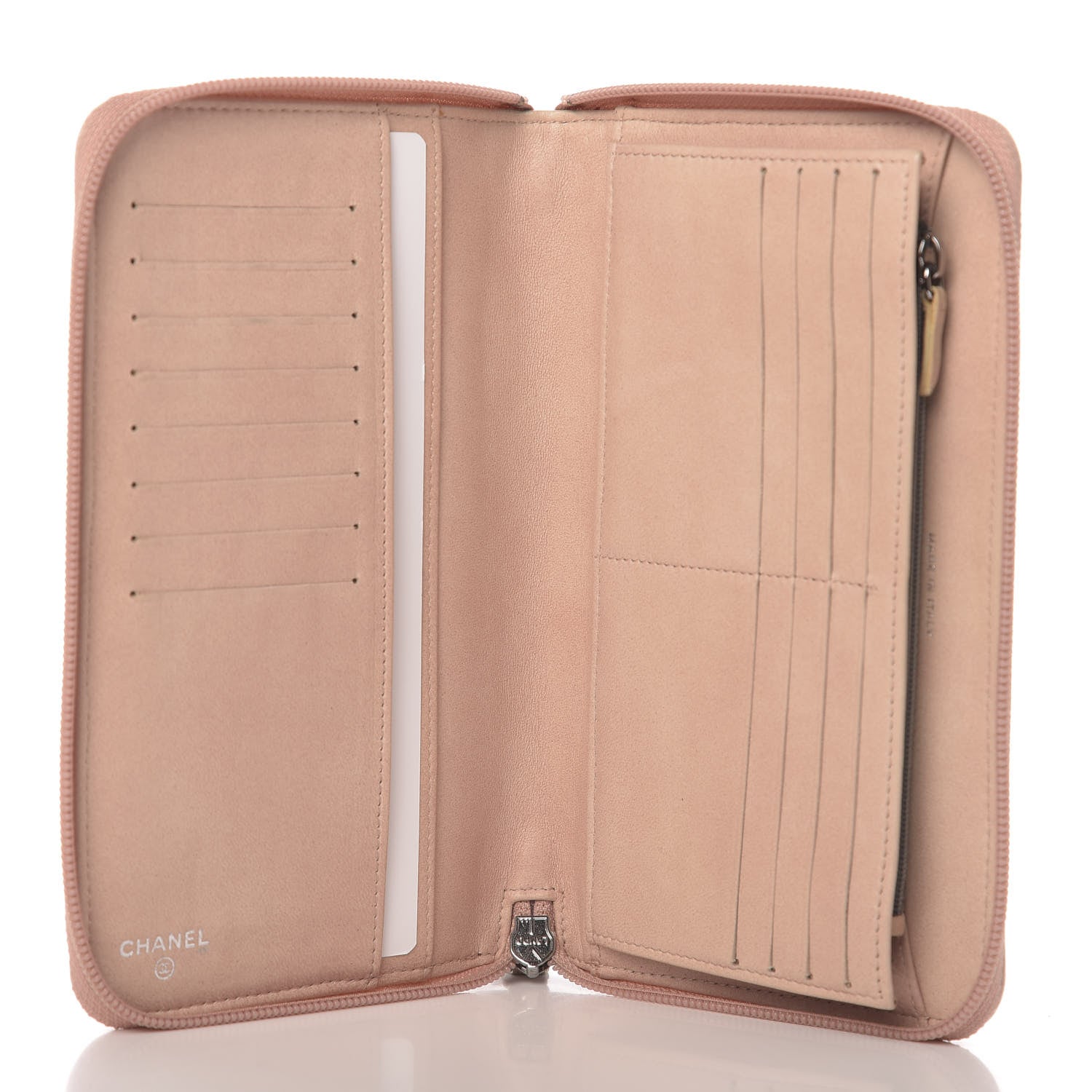 Chanel Lambskin Camellia Embossed Zip Around Organizer Wallet Pink 5 of 8