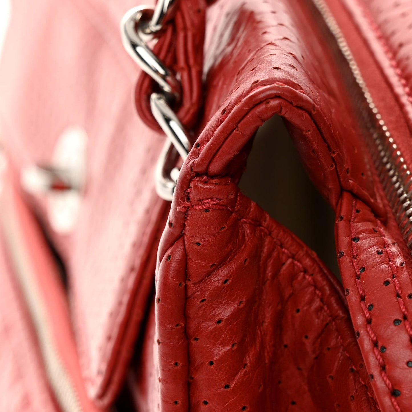 Calfskin Perforated 50's Satchel Red