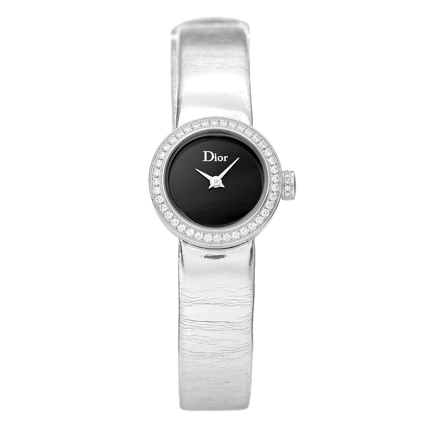 Stainless Steel Calfskin Diamond Bezel 19mm La D De Dior Quartz Watch Black