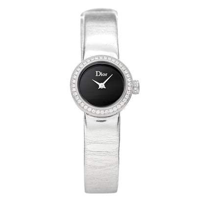 Christian Dior Stainless Steel Calfskin Diamond Bezel 19mm La D De Dior Quartz Watch Black 1 of 9