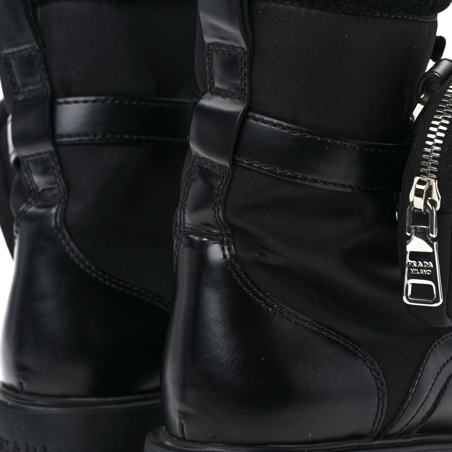 Spazzolato Rois Nylon Shearling Metal Triangle Logo Monolith Pouch Pocket 55mm Boots 36.5 Black