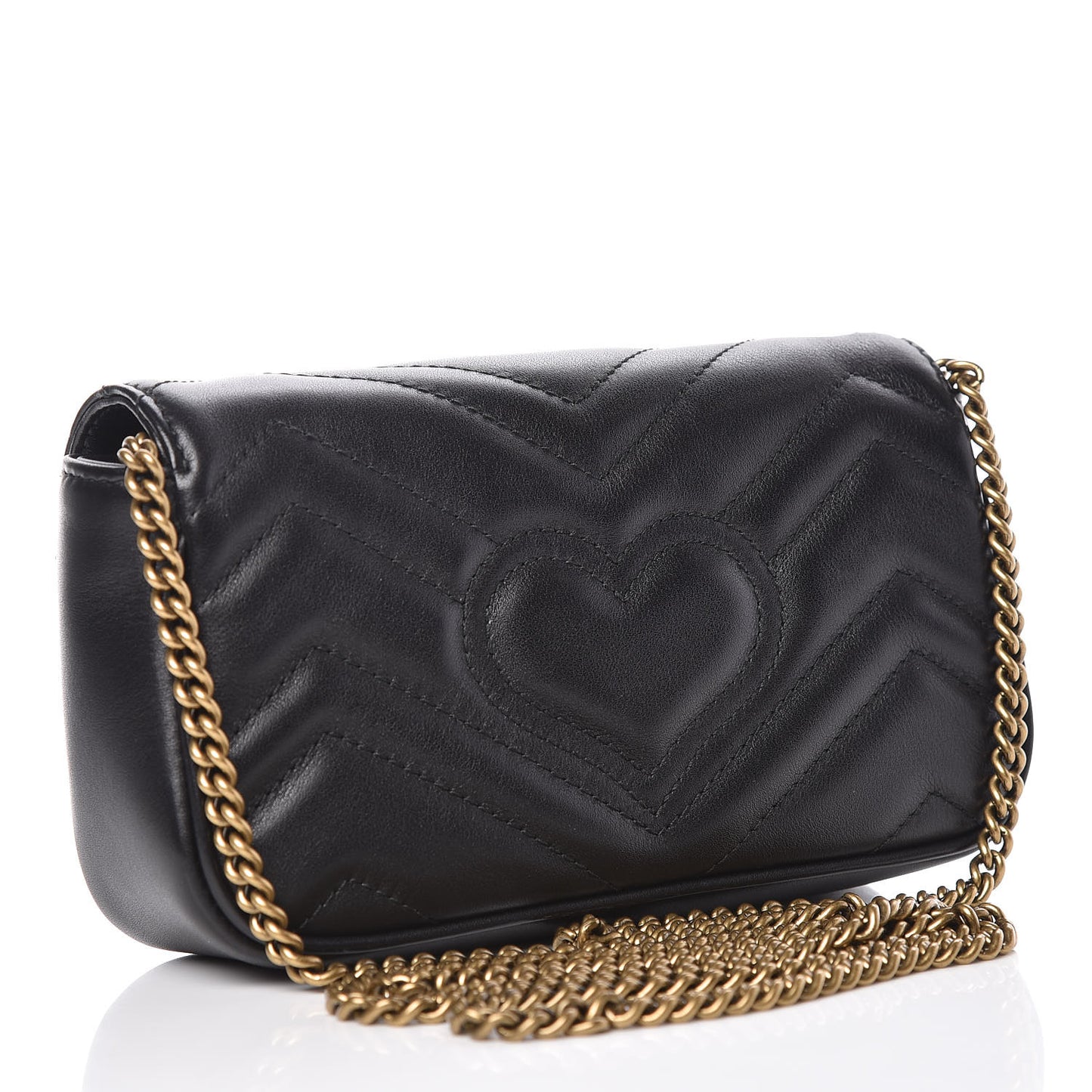 Calfskin Matelasse Super Mini GG Marmont Shoulder Bag Black