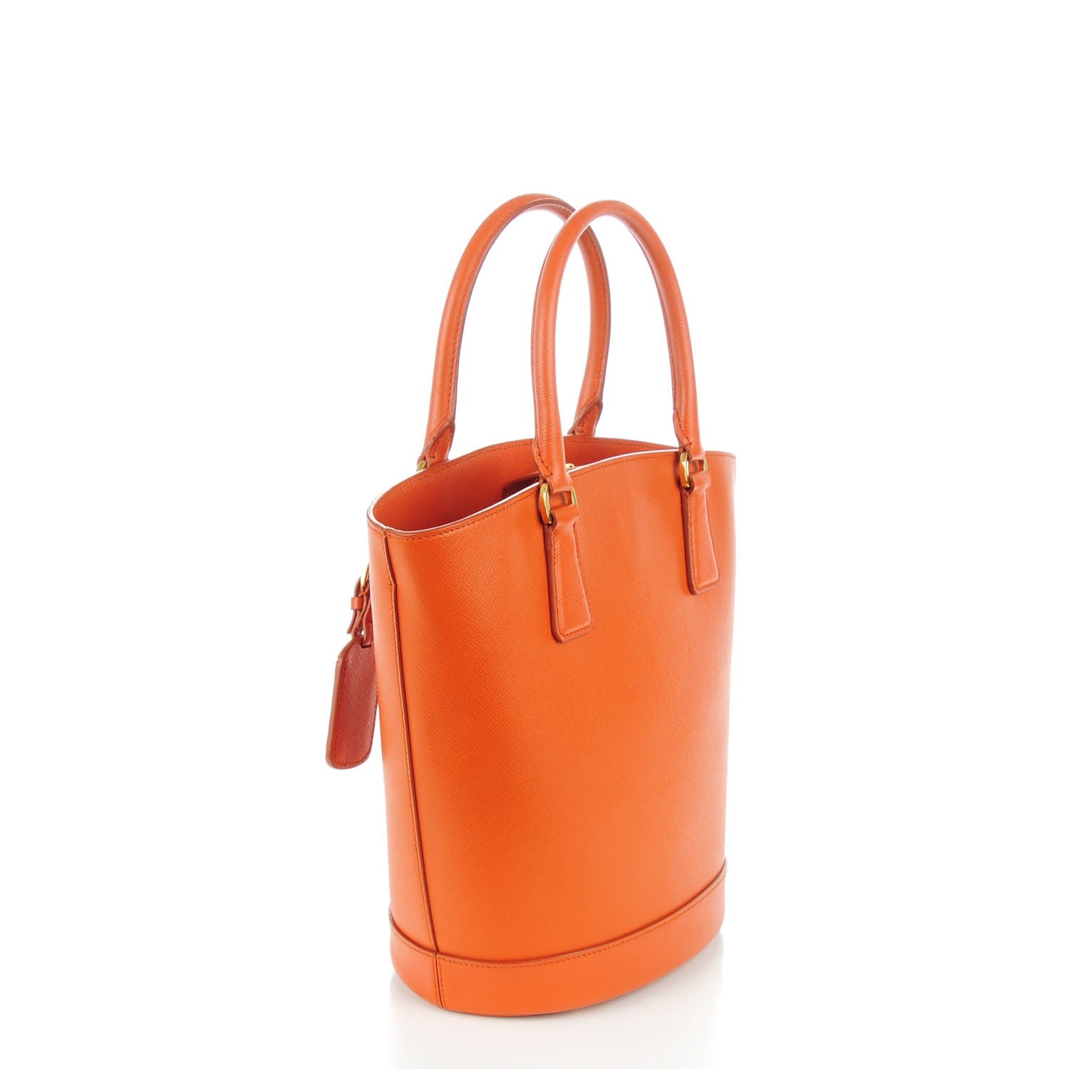 Prada Saffiano Lux Bucket Tote Papaya 3 of 8