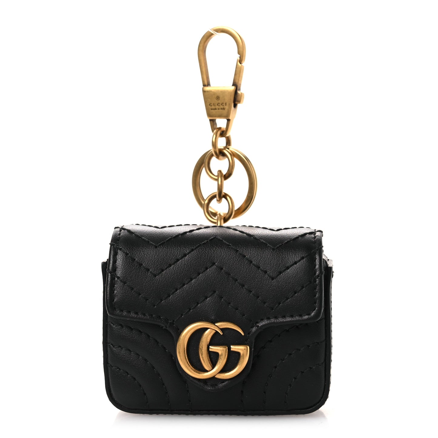 Calfskin Matelasse GG Marmont Key Chain Black