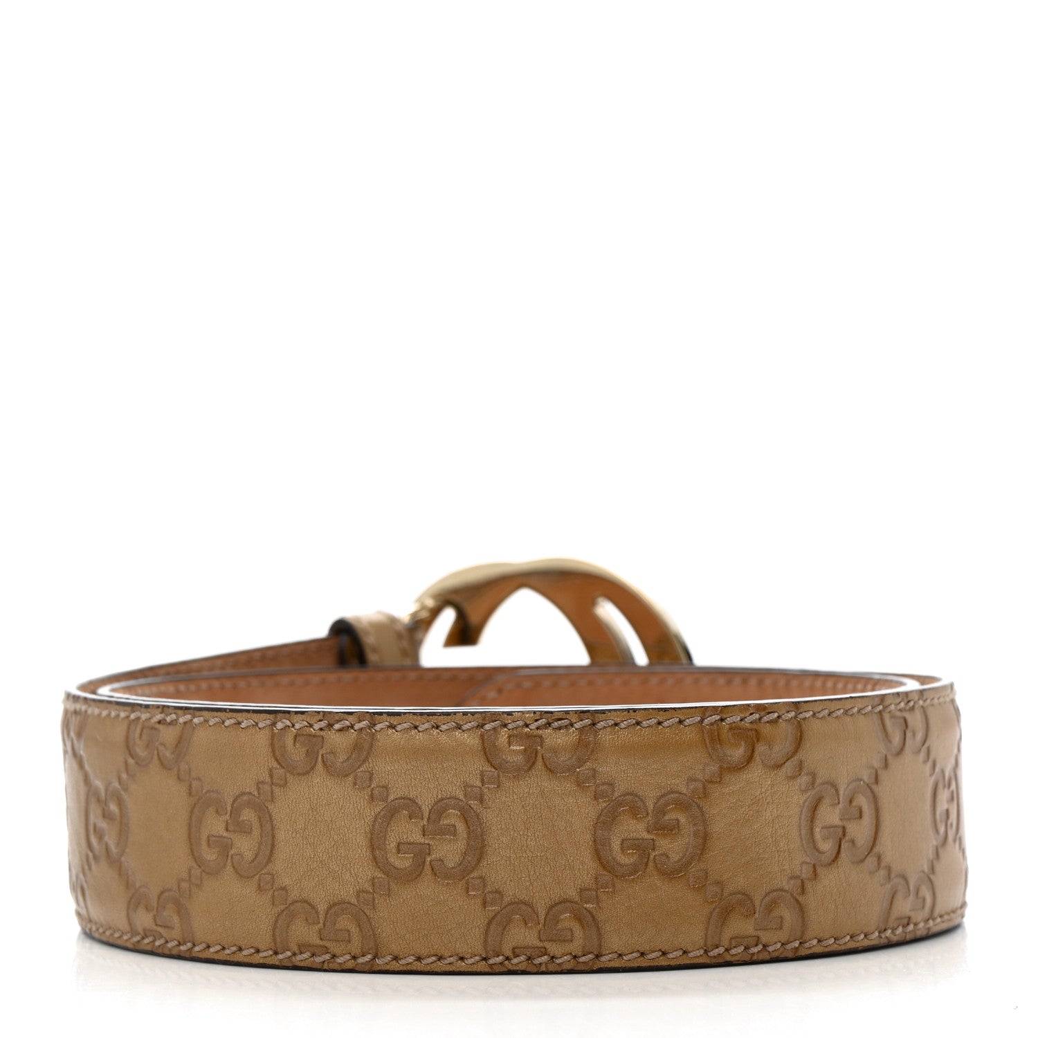 Gucci Metallic Guccissima Signature Interlocking G 40mm Belt 80 32 Cognac Brown 2 of 5