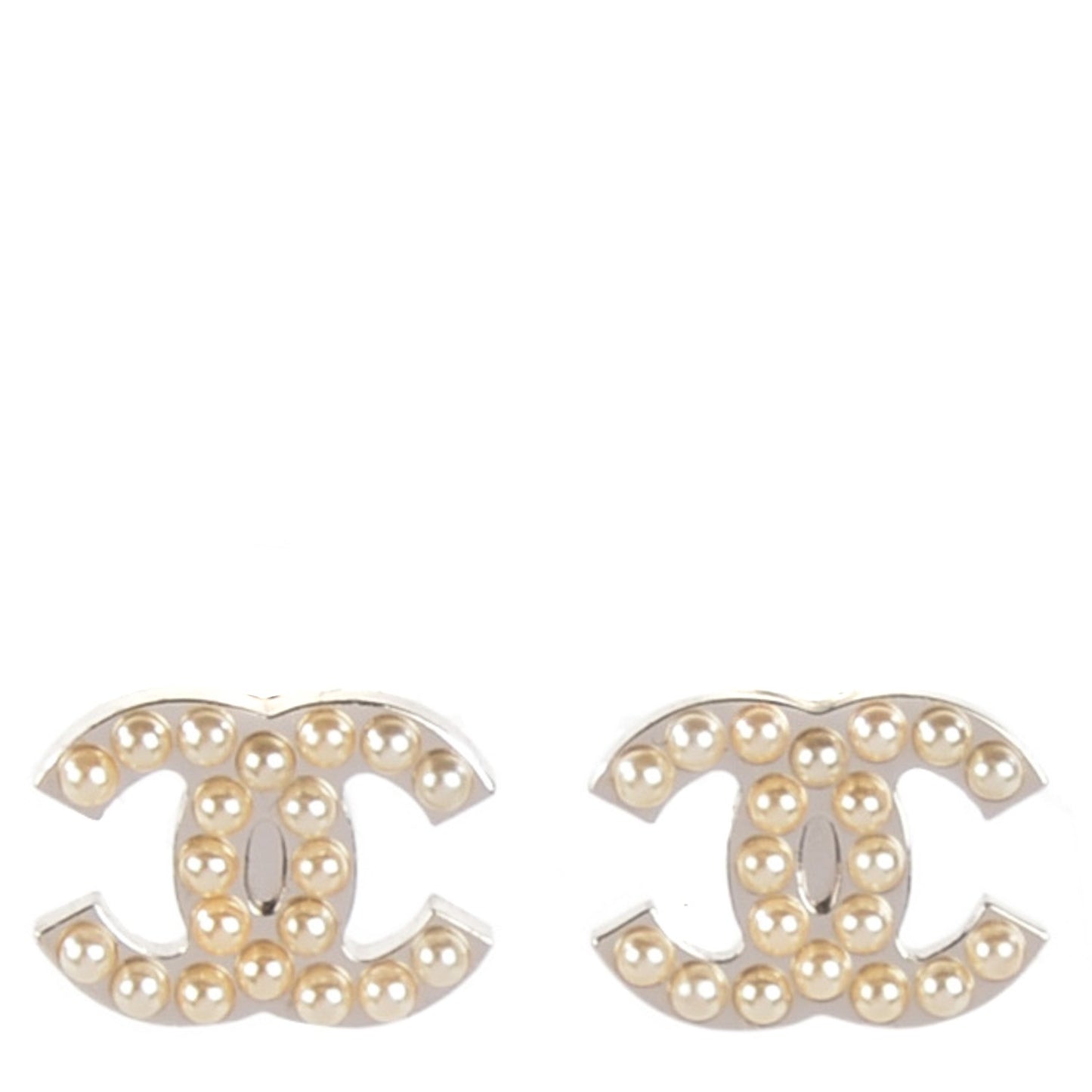 Pearl CC Earrings Silver